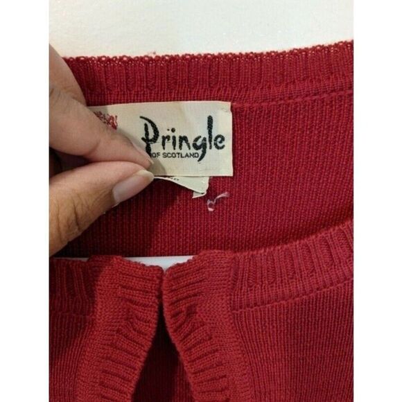 Pringle of Scotland Vintage Women Sweater Tunic Pure Wool Knit Hook & Eye Large - Picture 11 of 13